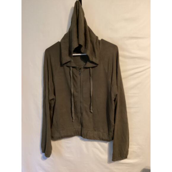 2202 American Eagle Soft & Sexy Full Zip Hoodie Olive Green Size Large - Picture 1 of 2